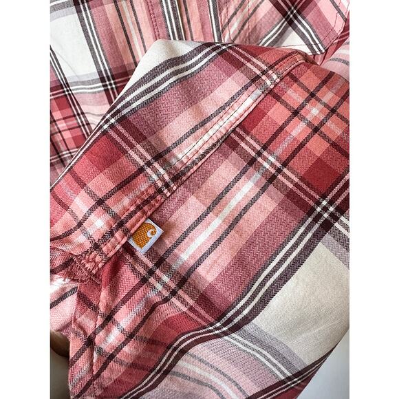 Carhartt Men's Plaid Short Sleeve Button Down Relaxed Fit Red XL - Picture 3 of 7